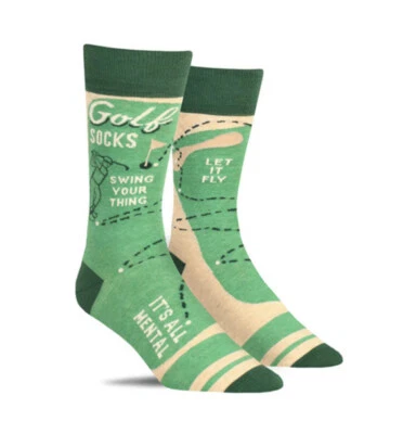 Golf - Swing Your Thing -  Men's Crew Socks Blue Q Funny Gift 7-12 Fathers Day - Image 1 of 4