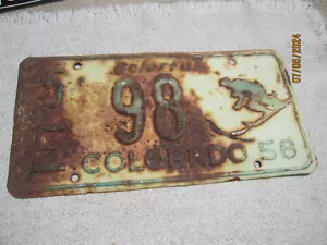 Colorado Nummernschild 1958 # 5E 98 Skifahrer/Rost - Bild 1 von 7