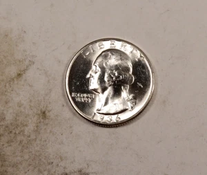 Cuarto de dólar Washington 1936 * gema BU++ * 90 % plata * ¡del rollo original! * XQ702 - Imagen 1 de 2