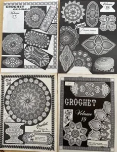 4 Eliz Hiddleson Thread CROCHET DESIGNS Ptn Bks~17-18-19-30~doily+runners+edges - Picture 1 of 1