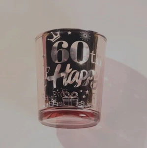 (24) Happy 60th Birthday/ Anniversary Votive Candle Holders Rose Gold 2.75 Inch - Picture 1 of 3