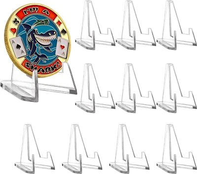 10X Coin Display Stands Paper Trading Card Easel Small Size Holder Clear Plastic - Image 1 of 4