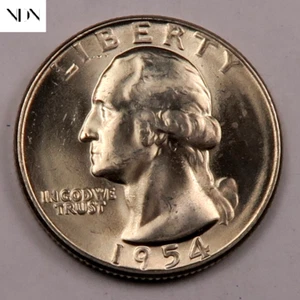 1954-S/S Washington Quarter - Gem BU - 90% Silver - RPM Error - Picture 1 of 3