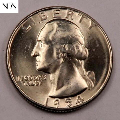 1954-S Washington Quarter - Gem BU - 90% Silver Cover