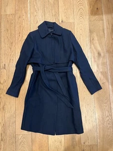 & Other Stories, Belted Wool Blend Trenchcoat, Navy Size EU36 US6 Used - Picture 1 of 10