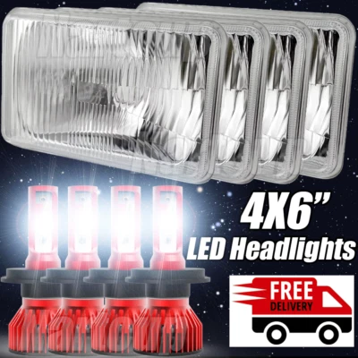 for Kenworth T800 1987-2023 W900 1981-2023 4pcs 4x6inch Rectangle Led Headlights - Image 1 of 4