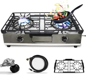 Double Burner Stove - Propane Portable Cooktop for Outdoor Cooking & Camping - Picture 1 of 8