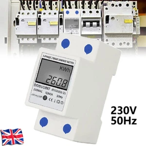 Digital Electric Energy Meter Phase DIN Rail Electricity Meter Tools Hot UK - Picture 1 of 12