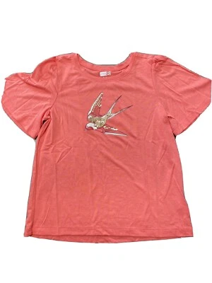 Crazy 8 girls M 7-8 Butterfly sleeve Coral t shirt top sequin EUC - Image 1 of 4