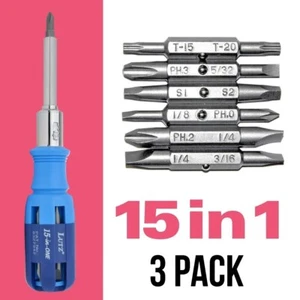 Gorilla Glue Lutz 15-IN-1 Cacciavite a Cricchetto, Blu - (Set di 3) - Foto 1 di 2
