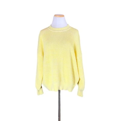 Suéter Ann Taylor Talla XXL Manga Abullonada Amarillo Pastel Mezcla Algodón Foto 1 de 4