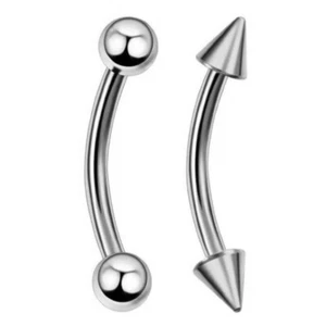 6MM-16MM BANANA PIERCING SILBER EDELSTAHL BAR BANANE GEBOGEN BARBELL AUGENBRAUEN - Bild 1 von 3