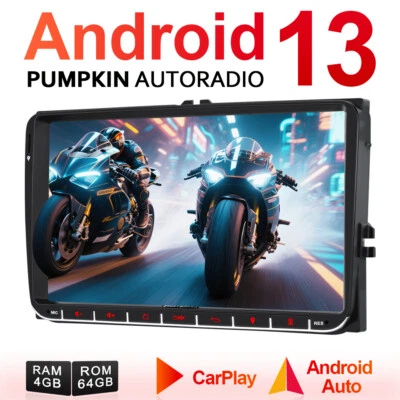 Pumpkin 9" Android 13 Autoradio 2 DIN GPS Navi DAB WiFi 4GB 64GB for VW Golf 5 6 - Bild 1 von 4
