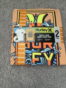 NWT Hurley Youth Boy's 2 Pack Short Sleeve Easy Fit Graphic Tee Orange/White XXL - Picture 1 of 5
