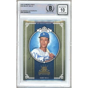 2005 Diamond Kings #290 Maury Wills Signed Card Beckett AUTO 10 Slab LA Dodgers - Picture 1 of 5
