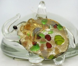 Clear Glass Handblown Glass with Multi-Colors Elephant Pendant Pretty - Picture 1 of 2