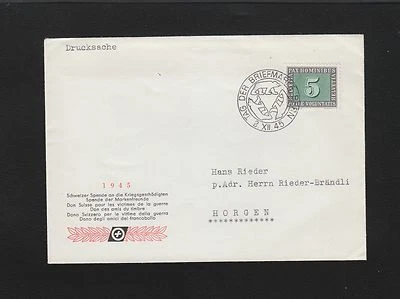 Switzerland 1945 Druchsache Stamp Day Bear Cancel Bern Cover 5q - Image 1 of 2