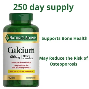 Nature's Bounty Calcium 600 mg plus Vitamin D3 500 tablets Mineral Supplement - Picture 1 of 7