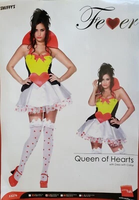 Nuevo Sexy Halloween REINA DE CORAZONES Mujer País de las Maravillas Disfraz 6-8 Vestido con Cuello  Foto 1 de 3
