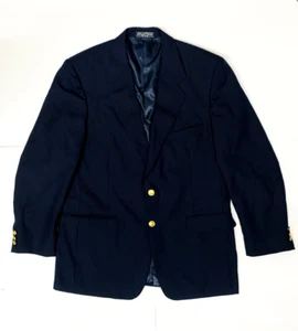 Bert Pulitzer Navy Blazer 2 Gold Buttons Vintage Polyester Made in Philippines - Picture 1 of 12