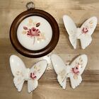 MCM Lasting Products Inc Set of 4 Hand Painted Butterfly & Roses Wall Art