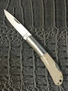 White Cattle Bone Handle 440hc Stainless Steel Spear Point Pocketknife - Picture 1 of 10