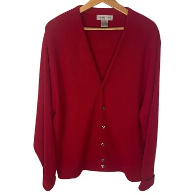 Cárdigan Suéter Rojo L EE. UU. Profesor Festivo Vintage Cypress Links Golf Abuelo Foto 1 de 4