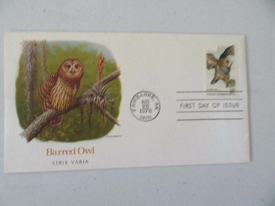Owl 15c Stamp Fdc Sc#1762 Fleetwood Cachet Cover Issued 8-26-1978 (Barred Owl) - Image 1 of 1