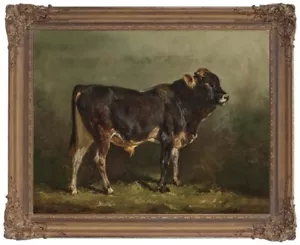 handmade Old Master-Art Antique Oil Painting Animal cow on canvas 24"x30" - Picture 1 of 2