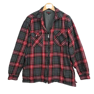 Wolverine Fleece Lined Flannel Shirt Jacket Coat L/XL Red Plaid Full Zip veste - Imagen 1 de 13