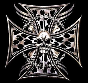 IRON CROSS SKULL BIKER RIDER T-SHIRT SCHWARZ ODER GRAU JEDE GRÖSSE!! - Bild 1 von 1