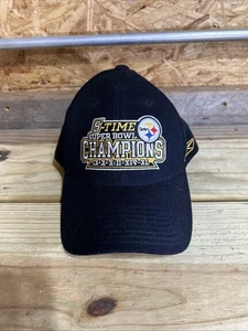 Pittburgh Steelers Five 5 Time Super Bowl Champions NFL Hat Reebok Black Cap - Picture 1 of 4