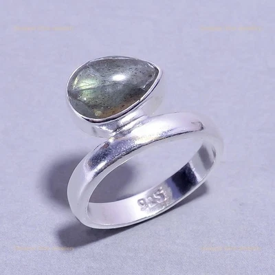 Anillo de chakra solitario de plata esterlina con piedra labradorita para jugar tercer ojo EE. UU. 4,75 Foto 1 de 4