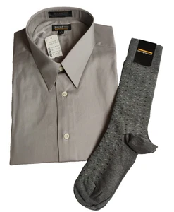 Neu mit Etikett Joseph & Feiss 18 32/33 GROSSES graues geknöpftes Hemd & passende Socken Set für Herren - Bild 1 von 6