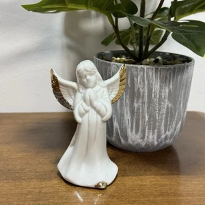 Vintage Praying Angel Bell White with Gold Porcelain 4 inches tall - Picture 1 of 6