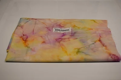 Batik fabric piece DREAMSCAPE SHERBET pastel yellow pink blue 3/4 YARD X 45" - Image 1 of 4