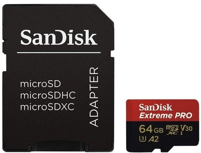 SanDisk 64GB Extreme PRO microSDXC card + SD adapter + RescuePro Deluxe,upto 200 - Image 1 of 4