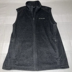 Columbia Vest Mens XLT Dark Gray Full Zip Fleece Zip Pocket Outdoor Sweater Tall - Picture 1 of 6