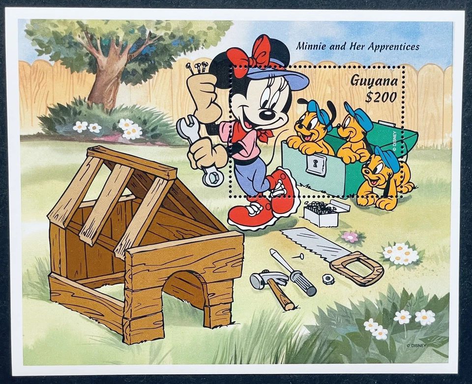 SELOS DE PERSONAGENS DA GUIANA DISNEY NO TRABALHO MINNIE E SEUS APRENDIZES SS 1995, SEM MARCA DE CHARNEIRA - Imagem 1 de 1