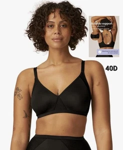 Jacquard Minimizer Bra Plus Size 40DD Women Full Cover Wirefree Non Padded Black - Picture 1 of 21