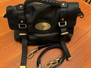 Used Mulberry Alexa Black Leather Iconic Slouchy Casual Handbag 12.2x7.9x5.9in A - Picture 1 of 13