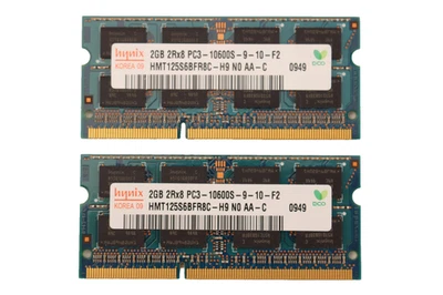 Hynix 4GB (2x2GB) DDR3 1333MHz PC3-10600S 2Rx8 SODIMM Laptop RAM HMT125S6BFR8C - Image 1 of 4