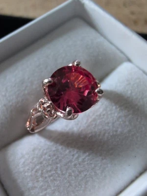 Placa de oro rosa de ley 925 talla 5 corte brillante cuarzo rosa de Alaska personalizado... Foto 1 de 4