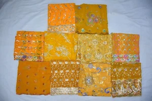 VINTAGE MIX SET 10 INDISCHER SCHAL STICKEREI HOCHZEIT GELB DUPATTA STOLA SCHLEIER - Bild 1 von 11