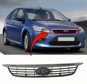 Fits Ford Focus 2008-2012 Front Grille Main Centre Black W/ Lock Mechanism Hole - Picture 1 of 8