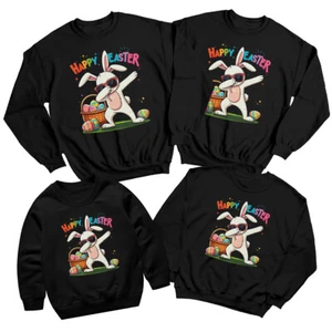 Family Bunny Dab Happy Easter Sweatshirt Jumper Festival Holiday Matching #ED - Picture 1 of 27