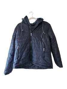 Mens Hooded Black Jacket Size Large - Picture 1 of 4