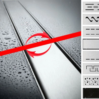 DUSCHRINNE 2in1 FLACH 54mm EDELSTAHL BODENABLAUF ABLAUFRINNE SIPHON HAARSIEB - Bild 1 von 4