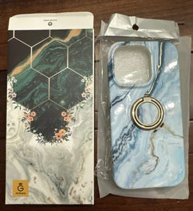 Gviewin iPhone Pro Case - Blue Gold Marble W/Ring Holder Stand - Never Used! - Photo 1 sur 4