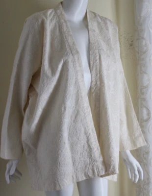 NUEVO Abrigo Chaqueta Kimono Abierto Art-to-Wear Roseta Seda BLANCO CREMOSO Talla 0 Foto 1 de 4